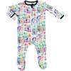 Watercolors Bamboo Footed Sleeper, White - Footie Pajamas - 1 - thumbnail