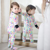 Watercolors Bamboo Footed Sleeper, White - Footie Pajamas - 3