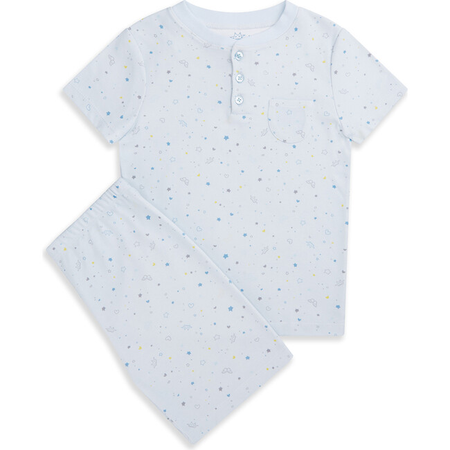 Star & Crown Organic Cotton Short Pyjama, Child, Blue - Pajamas - 1