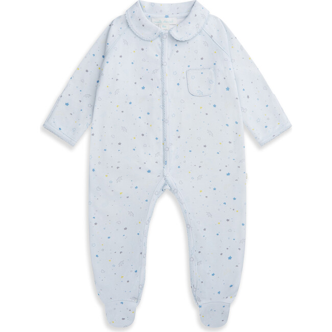 Star & Crown Organic Cotton Sleepsuit, Blue