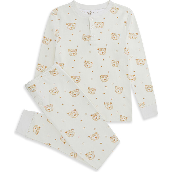 Bear Print Organic Cotton Pyjama, Cream