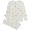 Bear Print Organic Cotton Pyjama, Cream - Pajamas - 1 - thumbnail