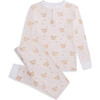 Bear Print Organic Cotton Pyjma, Pink - Pajamas - 1 - thumbnail