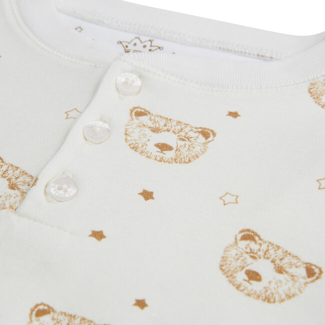 Bear Print Organic Cotton Pyjama, Cream - Pajamas - 2