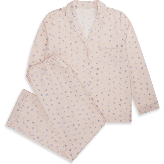 Love Heart Woven Pyjamas, Adult, Pink - Pajamas - 1