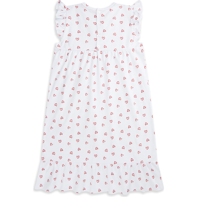 Heart Print Organic Cotton Nightgown, White & Pink - Nightgowns - 2