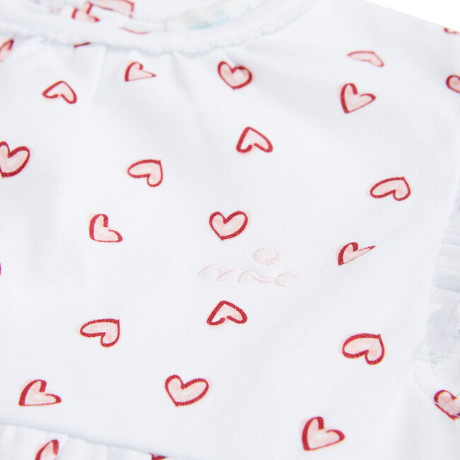 Heart Print Organic Cotton Nightgown, White & Pink - Nightgowns - 3