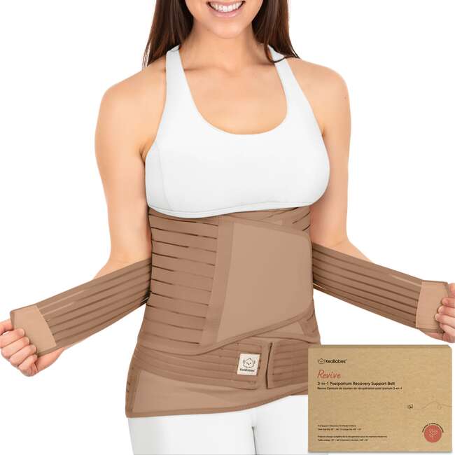 Revive 3-In-1 Postpartum Recovery Support Belt, Warm Tan