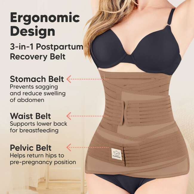 Revive 3-In-1 Postpartum Recovery Support Belt, Warm Tan - Postpartum Care - 2