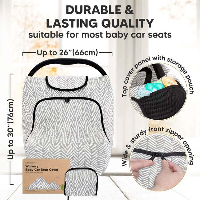 WARMZY Baby Car Seat Cover, Herringbone - Car Seat Accessories - 4