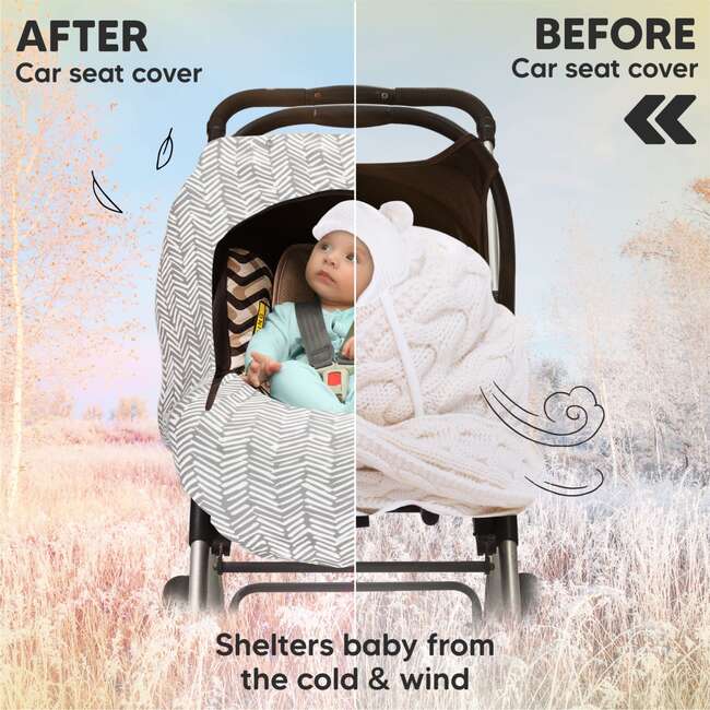 WARMZY Baby Car Seat Cover, Herringbone - Car Seat Accessories - 7