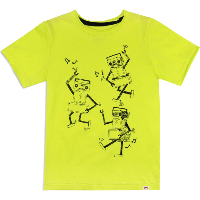 Graphic Short Sleeve Tee, Doing the Robot, lime punch