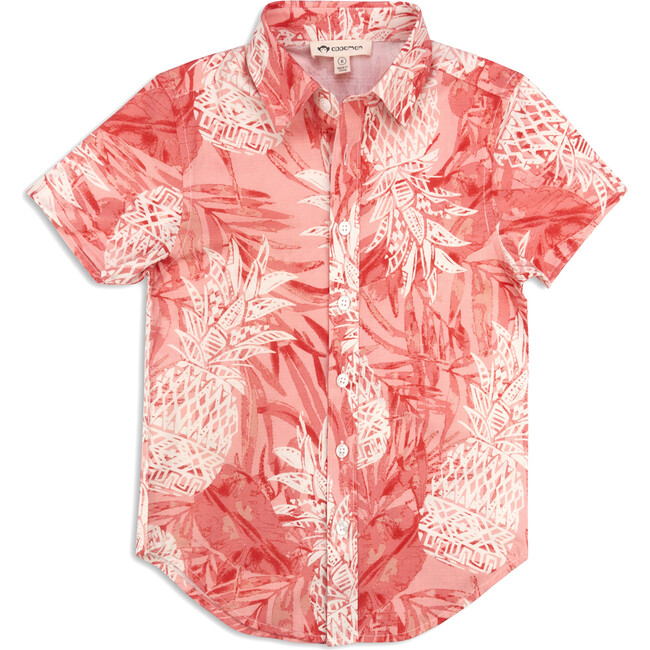 Day Party Shirt, coral pineapples