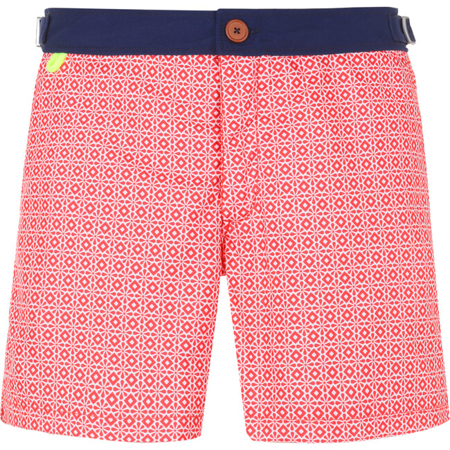 Air Straight Cut Buttoned Swim Trunk, Red Sintra