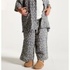 Gauze Elastic Waist Wide Leg Trousers, Dash Print - Pants - 2