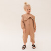 Gauze Full Sleeve Buttoned Jumpsuit And Collar, Fawn - Overalls - 2