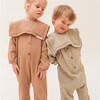 Gauze Full Sleeve Buttoned Jumpsuit And Collar, Fawn - Overalls - 3