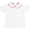 Teddy Peter Pan Collar Shirt, White with Cambridge Coral Trim - Shirts - 1 - thumbnail