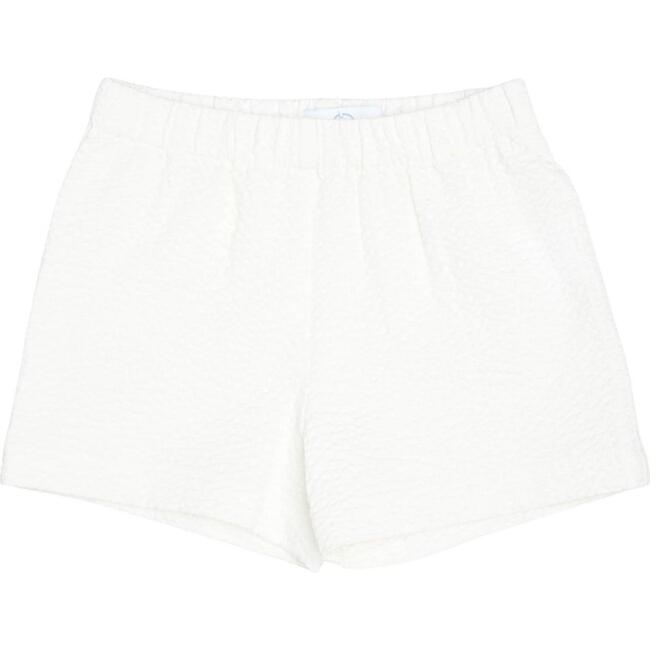 Liam Seersucker Elastic Waist Shorts, Watch Hill White