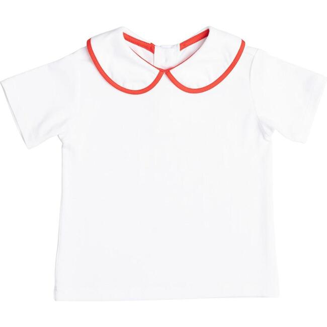 Teddy Peter Pan Collar Shirt, White with Rhode Island Red