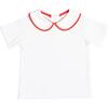 Teddy Peter Pan Collar Shirt, White with Rhode Island Red - Shirts - 1 - thumbnail