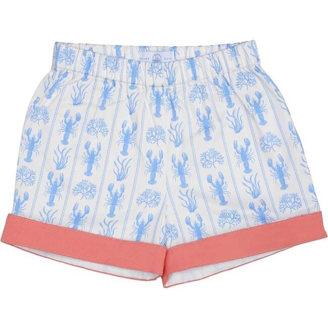 Wilkes Elastic Waist Contrast Rolled Cuff Shorts, Harbour Court Lobster