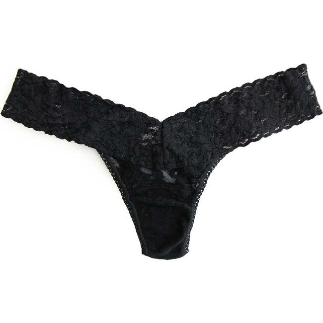 Signature Lace Low Rise Thong, Black - Underwear - 1