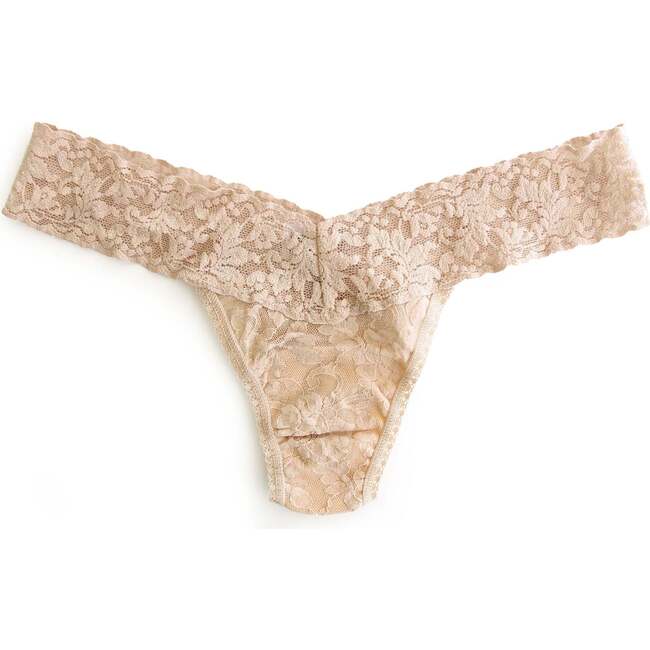Signature Lace Low Rise Thong, Chai