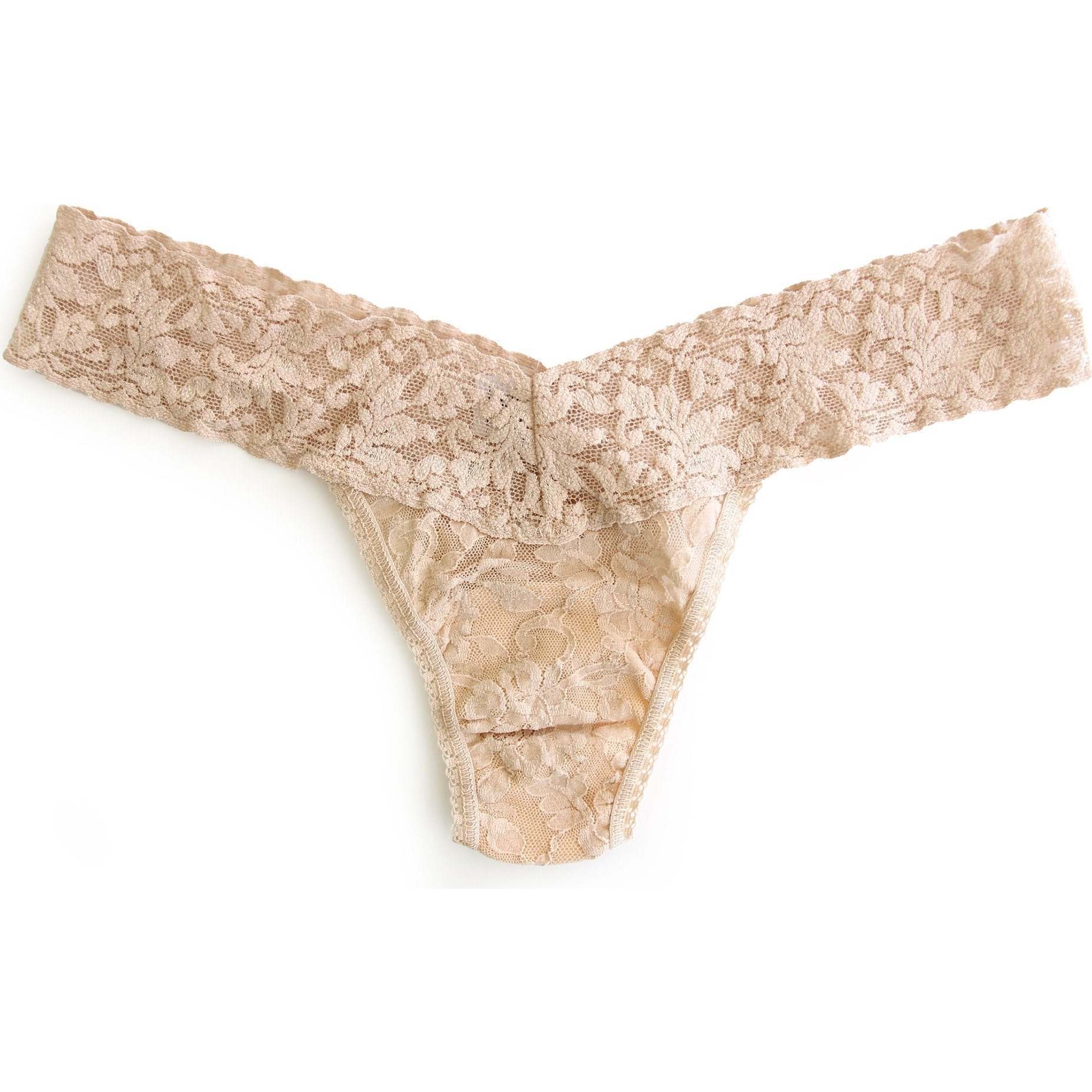 Signature Lace Low Rise Thong, Chai - Underwear - 1