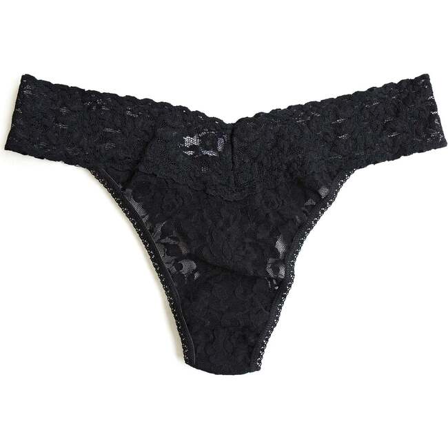 Signature Lace Original Rise Thong, Black - Underwear - 1