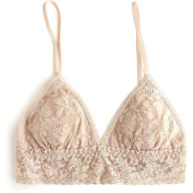 Signature Lace Padded Triangle Bralette, Chai