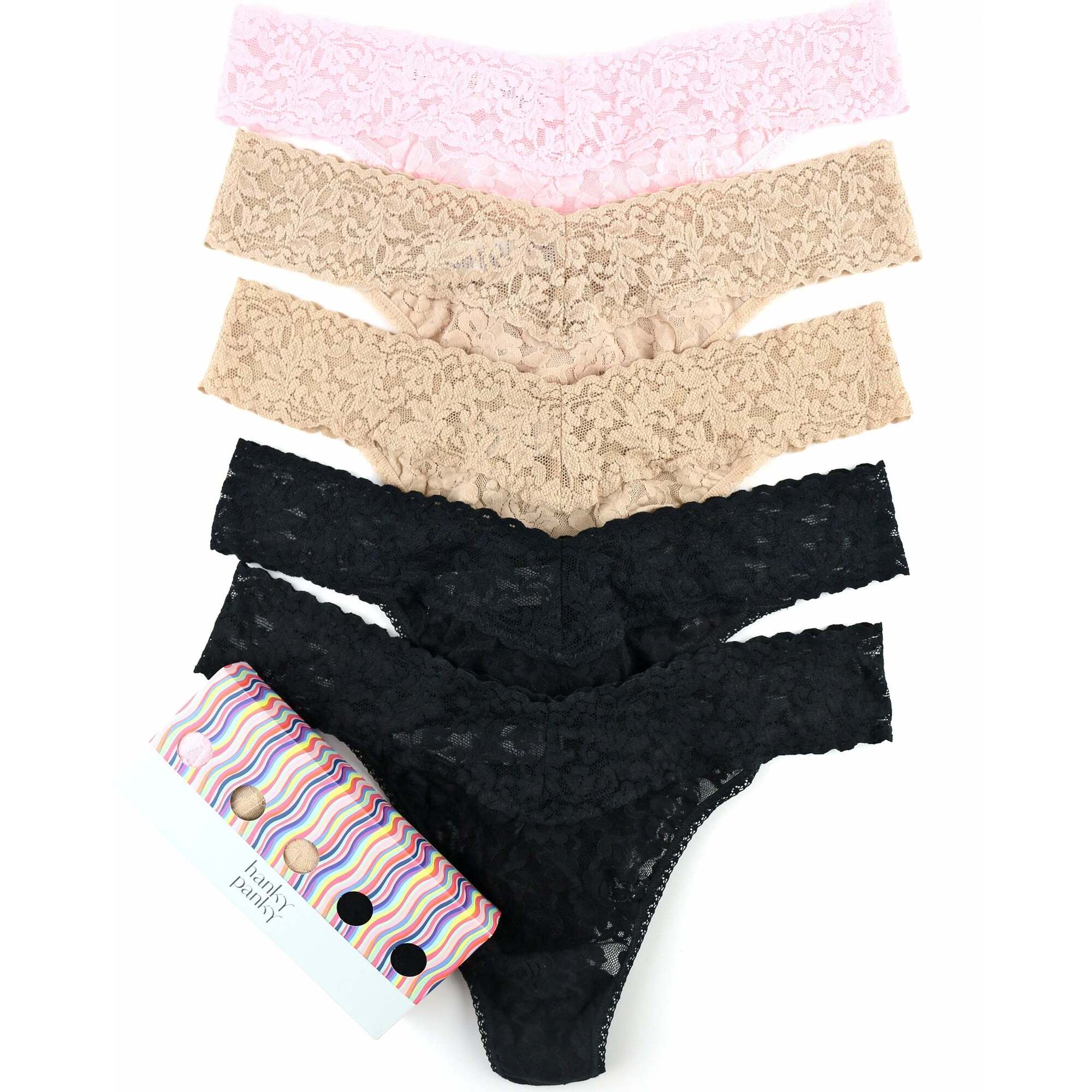 Signature Lace Original Rise Thong 5 Pack, Neutrals - Underwear - 1