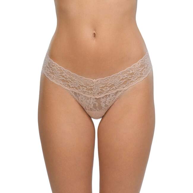 Signature Lace Low Rise Thong, Chai - Underwear - 2