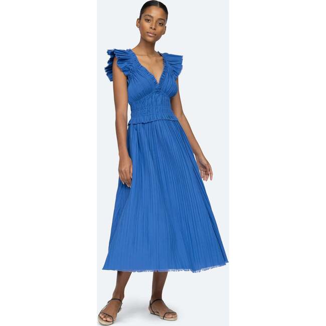 Women's Greir V-Neck Dress, Blue - Dresses - 2