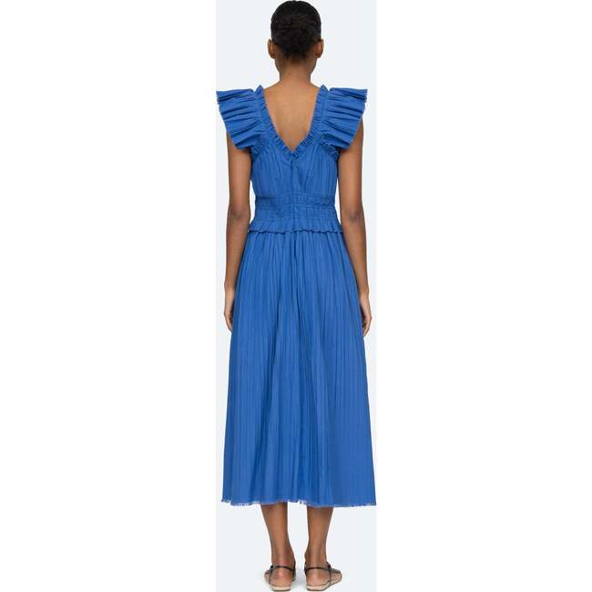 Women's Greir V-Neck Dress, Blue - Dresses - 3