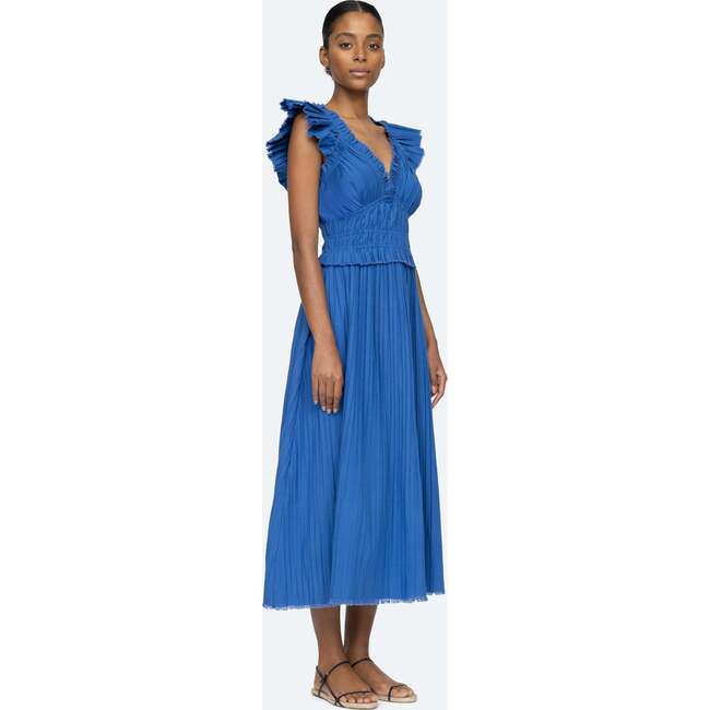 Women's Greir V-Neck Dress, Blue - Dresses - 5