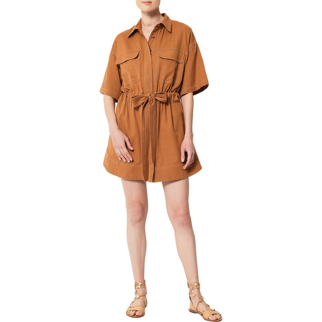 Women's Carla Oversized Short Sleeve Mini Dress, Brown