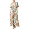 Women's Pia Deep V-Neck Side Slit Long Caftan, Blue - Dresses - 1 - thumbnail