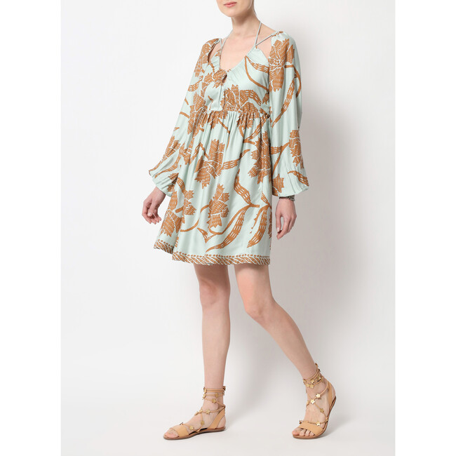 Women's Ravenna Mini Raglan Peasant Dress, Blue - Dresses - 2