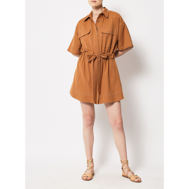 Women's Carla Oversized Short Sleeve Mini Dress, Brown - Dresses - 2