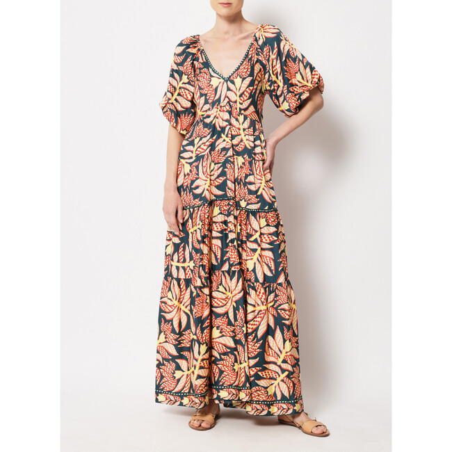 Women's Ila V-Neck A-Line 4-Tier Maxi Dress, Red - Dresses - 2