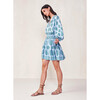 Women's Adele Puffed Sleeve Smocked Wrist Mini Dress, Blue - Dresses - 4