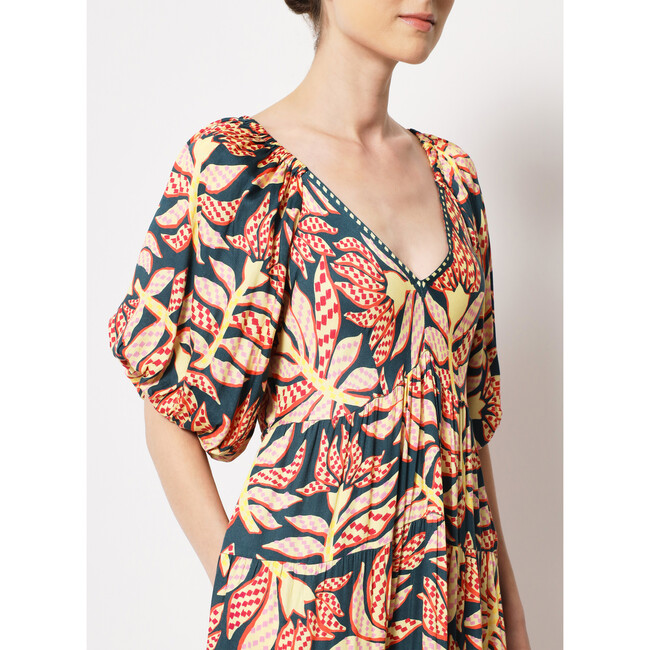 Women's Ila V-Neck A-Line 4-Tier Maxi Dress, Red - Dresses - 4