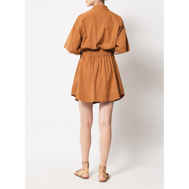 Women's Carla Oversized Short Sleeve Mini Dress, Brown - Dresses - 4