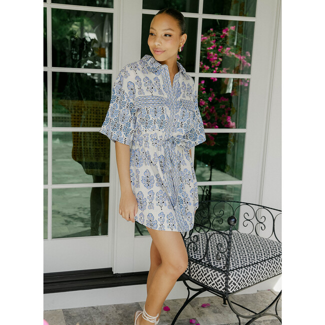 Women's Carla Oversized Short Sleeve Mini Dress, Blue - Dresses - 7