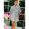 Women's Carla Oversized Short Sleeve Mini Dress, Blue - Dresses - 8