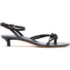 Women's Rope Leather Kitten Heel Sandal, Black - Sandals - 1 - thumbnail