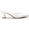 Women's Soft Patent Leather Kitten Heel Mule, White - Slip Ons - 1 - thumbnail