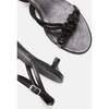 Women's Rope Leather Kitten Heel Sandal, Black - Sandals - 3
