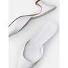 Women's Soft Patent Leather Kitten Heel Mule, White - Slip Ons - 3